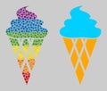 Rainbow Icecream Mosaic Icon of Round Dots