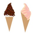 Icecream cone vector icon on a white background. Dessert illustration isolated on white. Sweet realistic style design