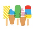 Icecream cones and popsicles, vector Royalty Free Stock Photo