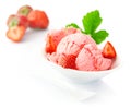 Icecream and fresh strawberries