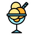 Icecream in a glass goblet icon color outline vector