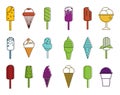 Icecream icon set, color outline style