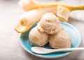 Icecream made of frozen banana. Vegan gelato. Tasty vegetarion concept Royalty Free Stock Photo