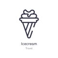 icecream outline icon. isolated line vector illustration from travel collection. editable thin stroke icecream icon on white