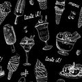 Icecream seamless chalkboard pattern