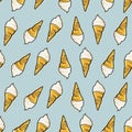 Icecream seamless pattern. Hand drawn retro style.