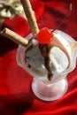 Icecream sundae with present Royalty Free Stock Photo