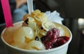 Icecream Yogurt topped with fruit
