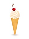 Vanilla Ice Cream Cone on white background. Vector illustration EPS 10. Royalty Free Stock Photo