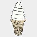 Hello summer ice cream cone illustration