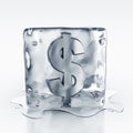 Icecube with dollar symbol inside Royalty Free Stock Photo