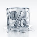 Icecube with percentage symbol inside Royalty Free Stock Photo