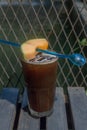 Iced americano set on the table ready to serve. Royalty Free Stock Photo