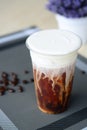 Iced americano topping with cream cheese