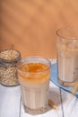 Iced barley orzo latte coffee Royalty Free Stock Photo