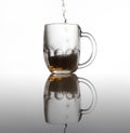 Iced beer mug on the glass surface