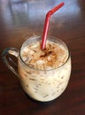 Iced Blended Coffee in a Glass Cup