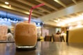 Iced blended frappe coffee in cafe