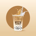 Boba milk tea takeaway cup vector illustration