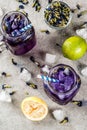 Iced butterfly pea flower tea Royalty Free Stock Photo