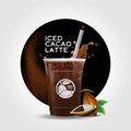 Iced cacao takeaway cup vector illustration, Iced cocoa latte Royalty Free Stock Photo