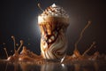 Iced caramel frappuccino with whipped cream and chocolate