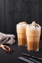 Iced caramel latte coffee in a tall glass Royalty Free Stock Photo