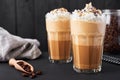 Iced caramel latte coffee in a tall glass Royalty Free Stock Photo