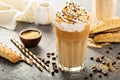 Iced caramel latte coffee in a tall glass Royalty Free Stock Photo