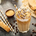 Iced caramel latte coffee in a tall glass Royalty Free Stock Photo