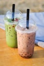 Iced chocolate and iced green tea Royalty Free Stock Photo