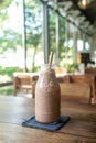 Iced chocolate milkshake frappe or blend