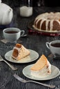 Iced Cinnamon Bundt Cake Slices and Tea Royalty Free Stock Photo