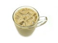 Iced coffee or caffe latte in glass on white background Royalty Free Stock Photo