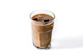 Iced coffee or caffe latte in tall glass