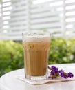 Iced coffee cappuccino with soft cream. Royalty Free Stock Photo