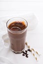 Iced coffee with chocolate almond milk Royalty Free Stock Photo