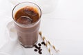 Iced coffee with chocolate almond milk Royalty Free Stock Photo