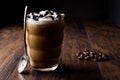 Iced Coffee Chocolate Frappe / Frappuccino with Whipped Cream, Chocolate Syrup. Royalty Free Stock Photo