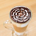 Iced coffee with chocolate sauce Royalty Free Stock Photo