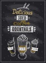 Iced coffee cocktails chalkboard menu Royalty Free Stock Photo