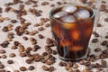 Iced coffee. cup of black coffee and ice Royalty Free Stock Photo