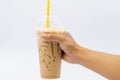 Iced coffee cup in hand Royalty Free Stock Photo