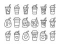 Iced coffee cup icon. Thin line coffee mug