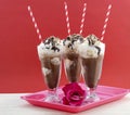 Iced coffee drink in classic soda pop glasses. Royalty Free Stock Photo