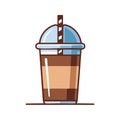 Iced Coffee Drink in Cup with Straw Layers of Coffee and Milk Beverage Illustration Royalty Free Stock Photo