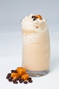 Iced coffee frappe with caramel