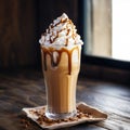 Iced Coffee Frappuccino with Whipped Cream and Caramel