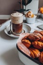 iced coffee with ice and cream with shortbread cookies Royalty Free Stock Photo