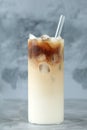 Iced Coffee Milk with Glass Straw Royalty Free Stock Photo